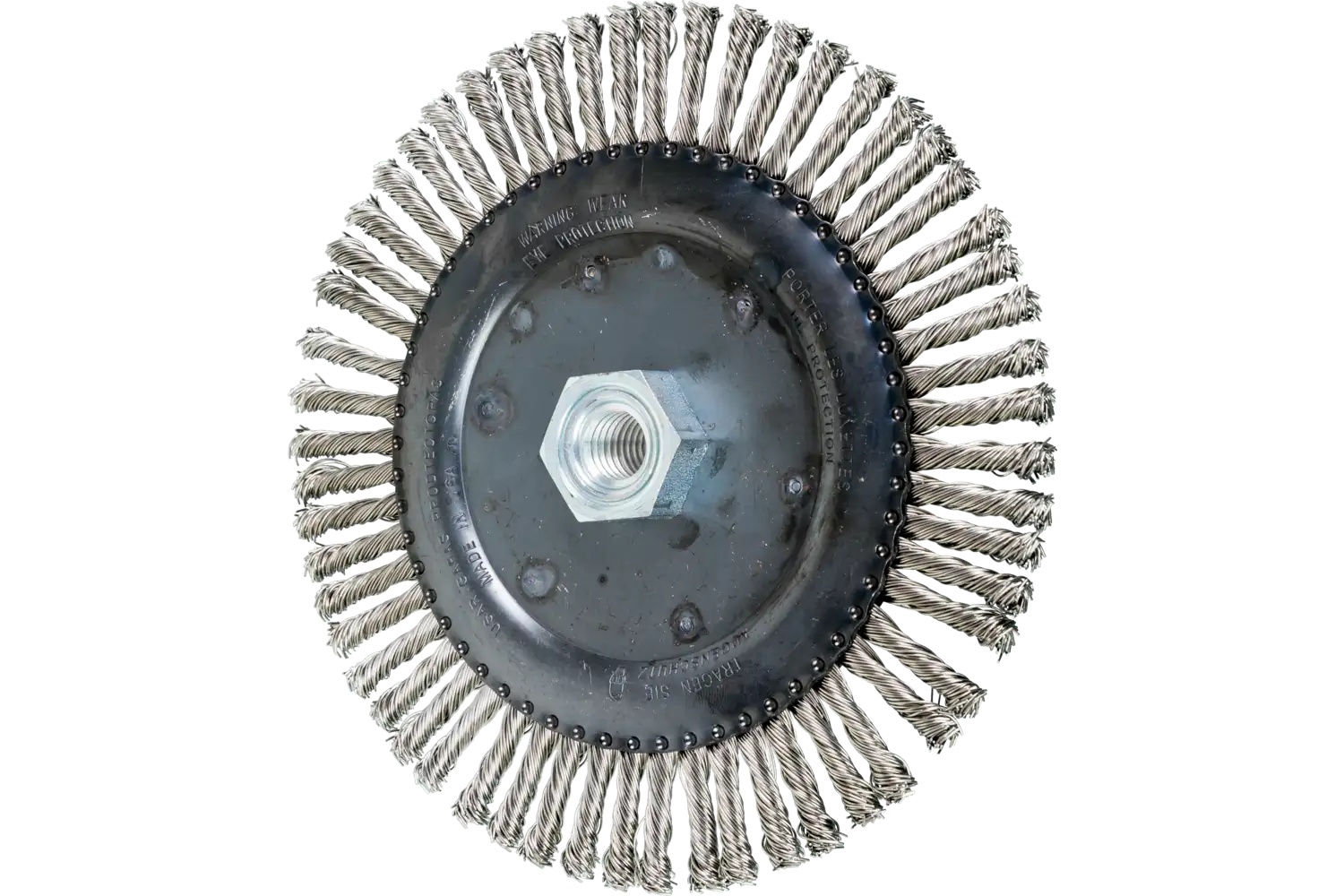 Picture of Pferd Twin Nut Stringer Bead Wheel Brush 6-7/8" Dia .020 Ss 5/8-11 Thread